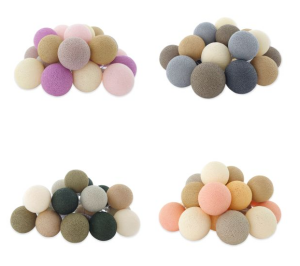 4 X LYSKÆDE MED BOMULDSKUGLER | MIX